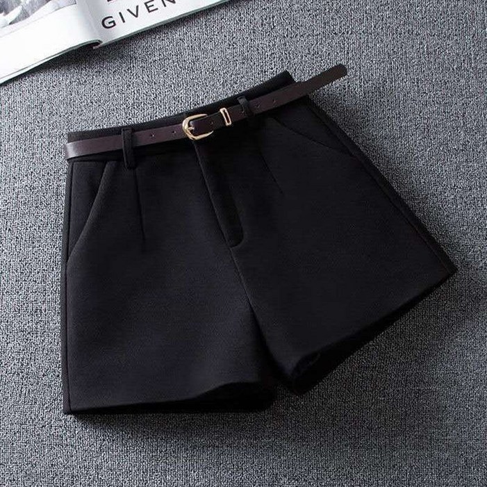 아이엠몽 여성 기본 데일리 벨트 모직 반바지