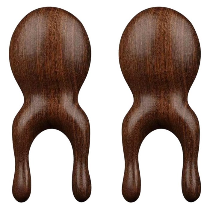 우드 원목 괄사 미니 지압 마사지기, 브라운, 2개