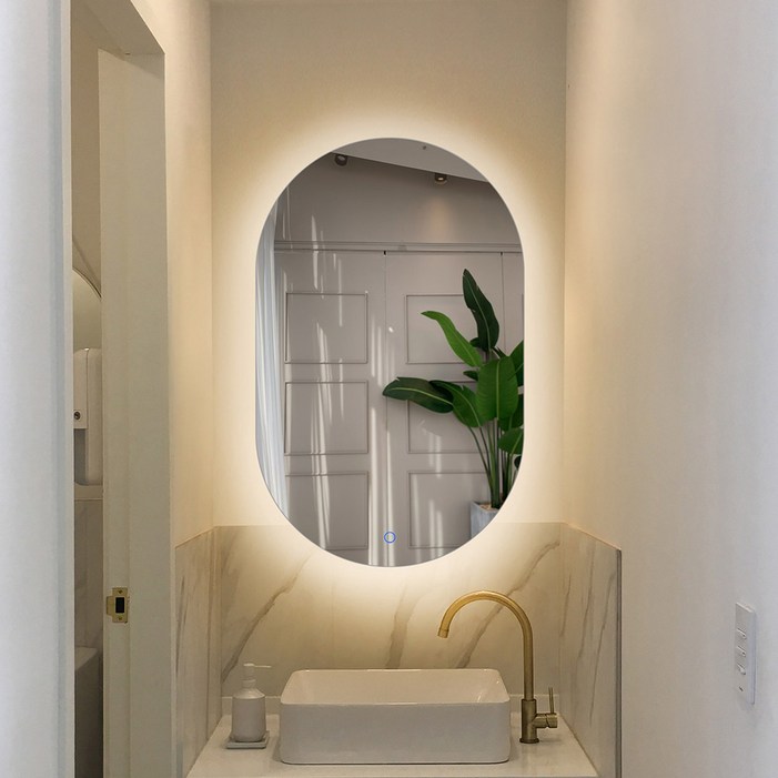 사는잼 LED 타원형 거울 간접 조명거울 인테리어 욕실 화장대거울 방습기능 KS인증 600x800