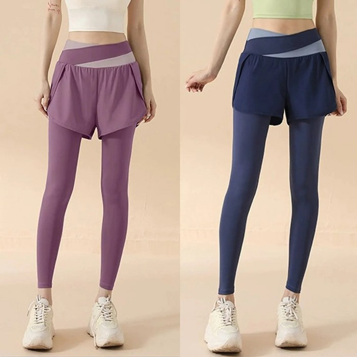 [발라리안] 여성 투톤 반바지+레깅스 일체형