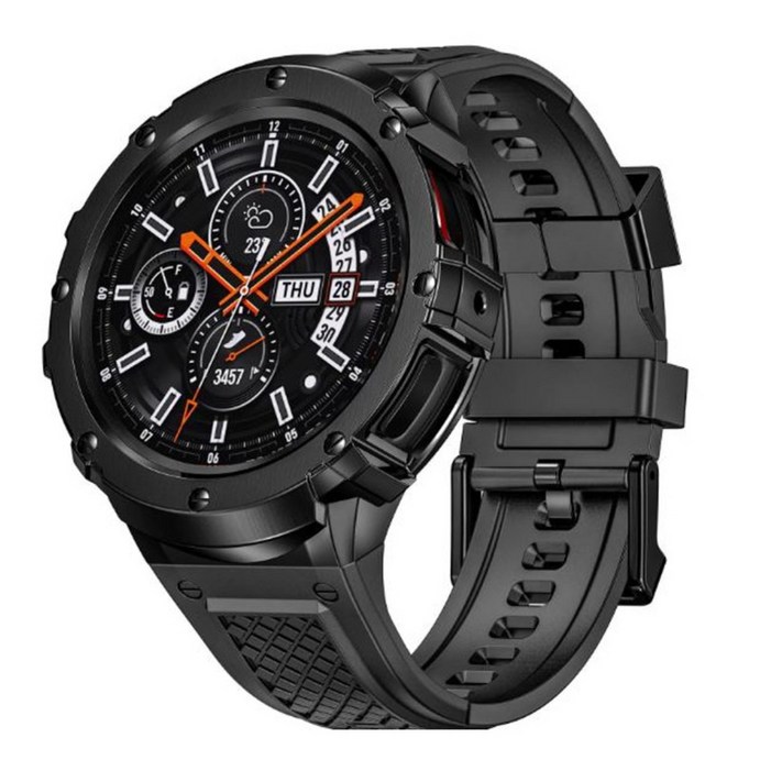 COCOGO갤럭시워치5 45프로 전용 스테인리스 케이스 실리콘 일체형 스트랩, 블랙