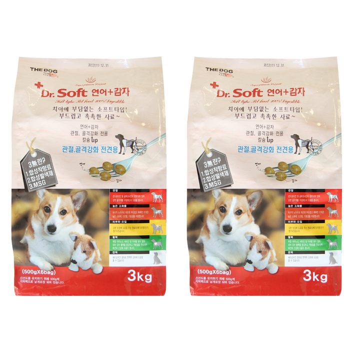 더독 전연령 강아지 닥터 기능성 사료, 뼈관절강화, 3kg, 2개 더독 전연령 강아지 닥터 기능성 사료, 뼈관절강화, 3kg, 2개