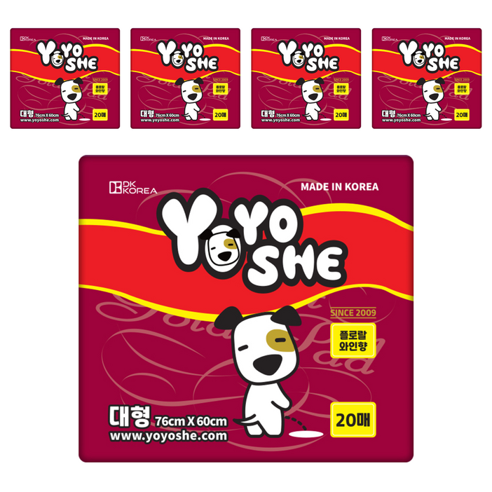 요요쉬 반려견용 배변패드 플로랄와인향, 20개입, 5개