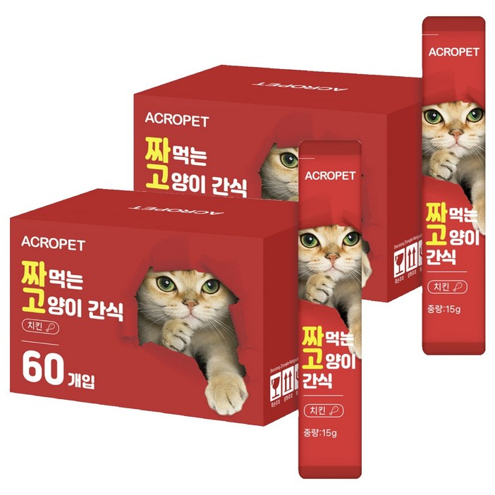 아크로펫 짜먹는 고양이 간식, 치킨, 900g, 2개