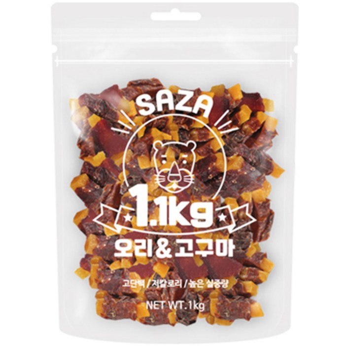 사자 강아지 대용량 실속형 간식 1.1kg, 오리 + 고구마 혼합맛, 1.1kg, 1개