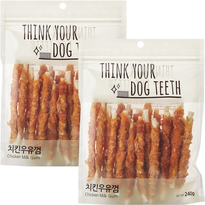 띵크유어도그티 띵독 강아지 덴탈껌, 혼합맛치킨우유, 240g, 2개