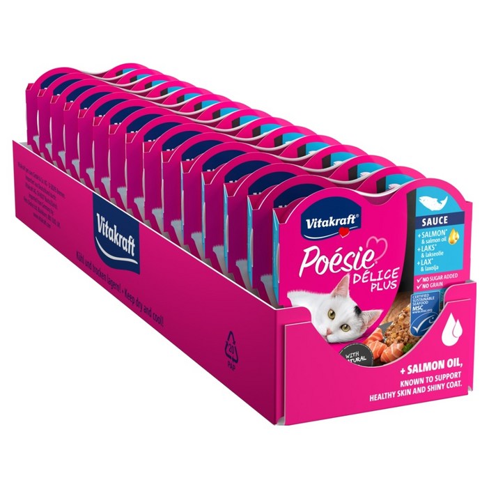 비타크래프트 고양이 포에시 델리스 플러스 하트캔 습식사료, 연어, 85g, 15개