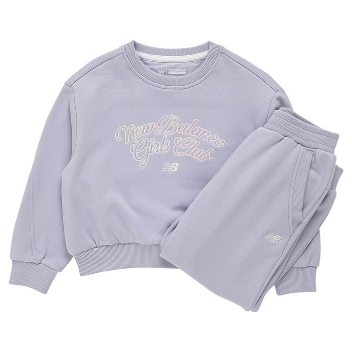 뉴발란스키즈 아동용 NBgC 크롭 상의 + 스트레이트 스웻 팬츠 세트