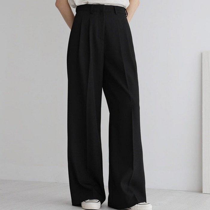 앤드스타일 여성용 숏기본롱 기장 맞춤 4탄 모던 핀턱 와이드 슬랙스 264381