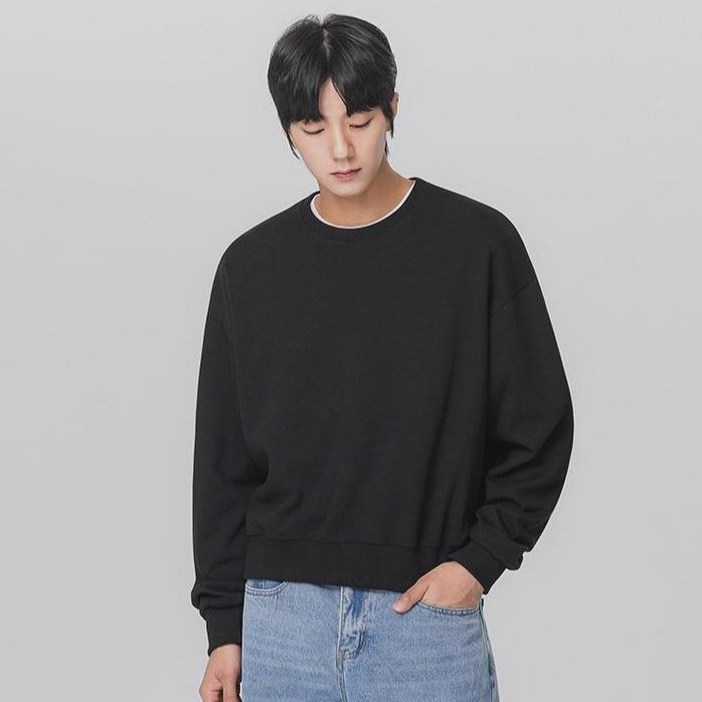 앨빈클로 레귤러핏 세미 크롭 맨투맨 MAR314