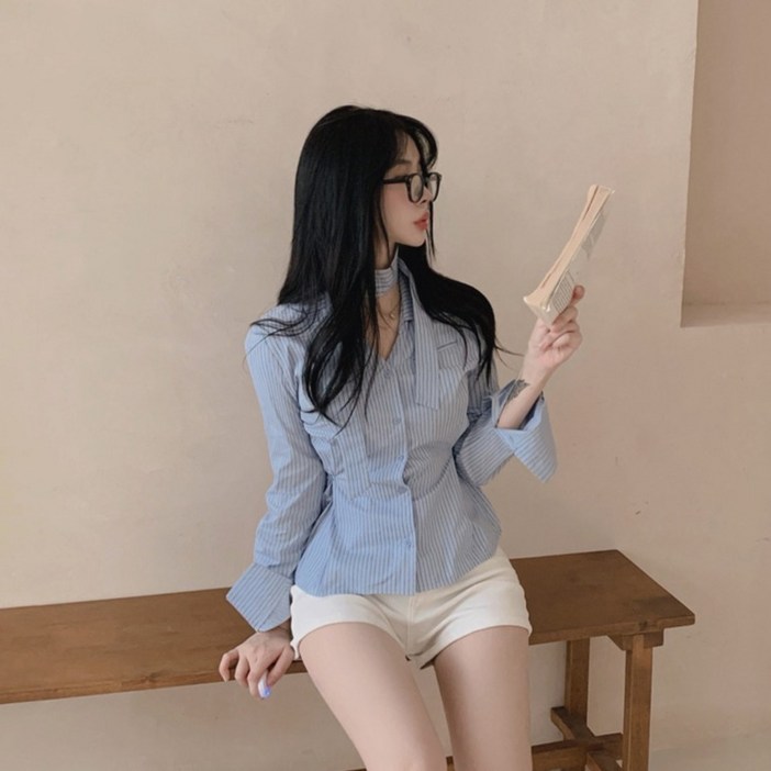 루나걸 여성용 듀오코스 브이넥 블라우스 L26SPBL112423