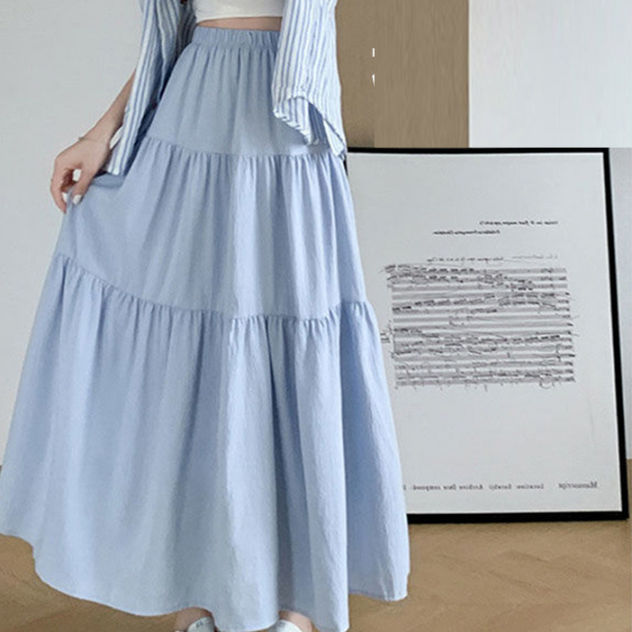여신 편한 허리밴딩 롱 와이드 스커트