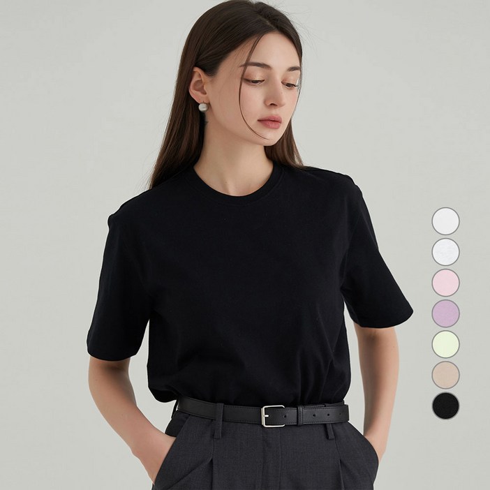 ELLE PARIS 베이직 라운드넥 반팔 티셔츠
