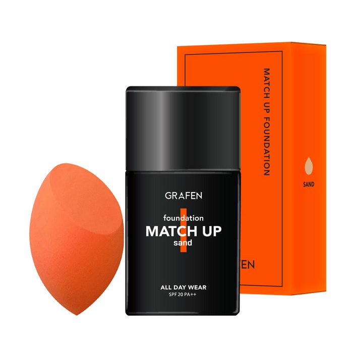 그라펜 매치업 파운데이션 40ml  엣지 컷 퍼프, 24호 샌드, 1개