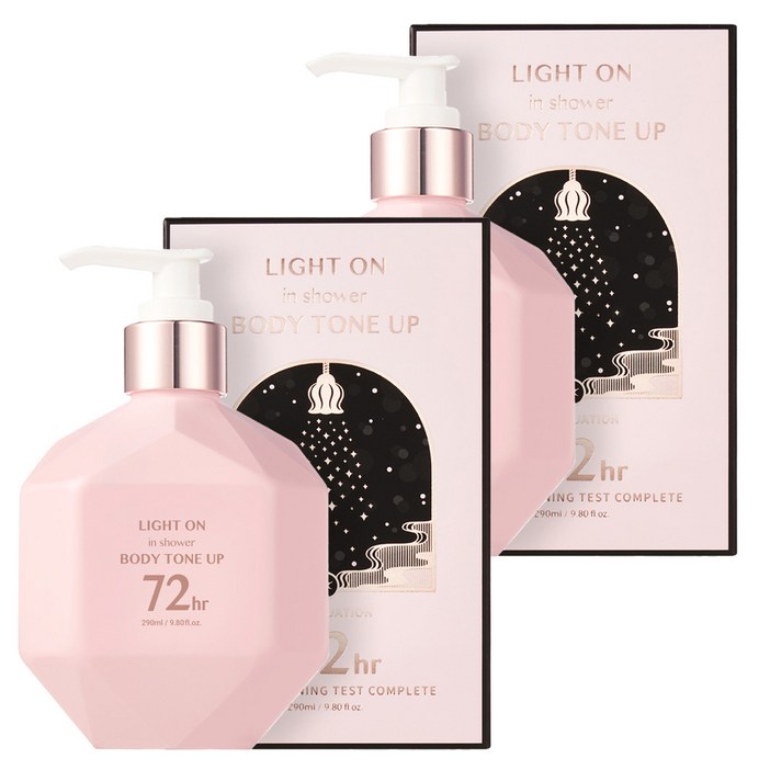 비오엠 라이트 온 인 샤워 바디 톤업 바디로션 베이비파우더향, 290ml, 2개