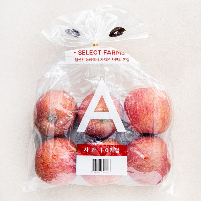 셀렉트팜 GAP 인증 A 사과, 1kg소과, 6입, 1개