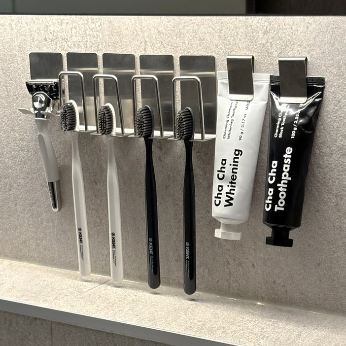 홈튜디오 2세대 올 스텐 칫솔걸이 4인 세트, 스테인레스, 1세트