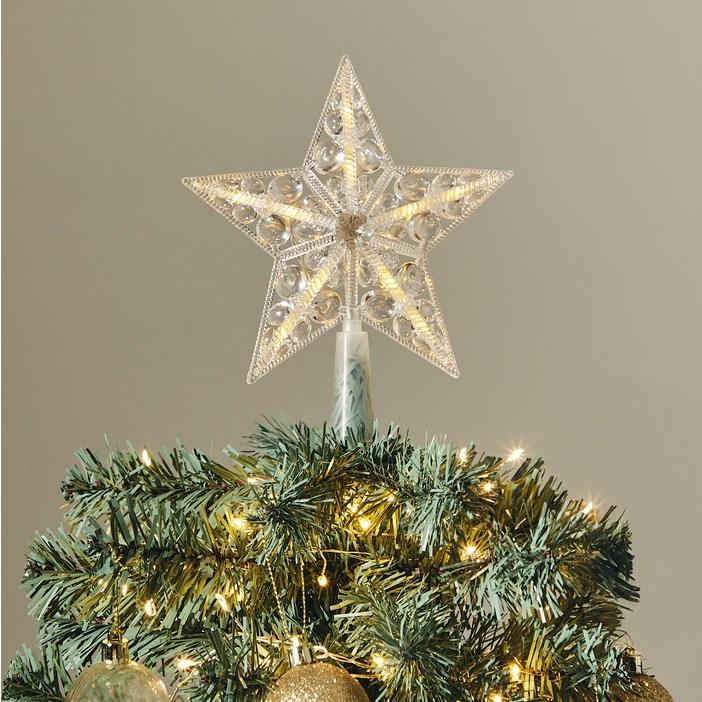 크리스마스 LED 트리 탑퍼 꼭대기 별 조명 건전지 타입 17cm