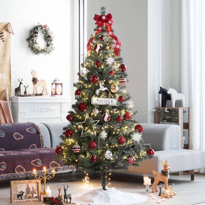 크리스마스트리 전구 장식 풀세트, 레드