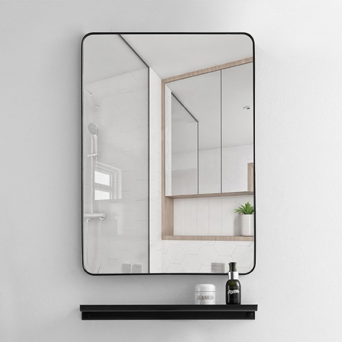 인뮤즈 알루미늄 사각 벽거울 40 x 50 cm, 블랙