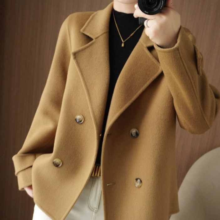 더시럽 여성용 프 트렌치 정장 모직 데일리 보온 코트 B