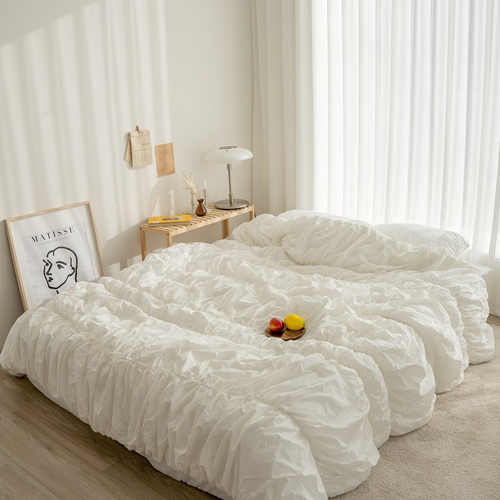 에어룸 코튼100 오가닉 드레스 셔링 차렵이불 패드세트