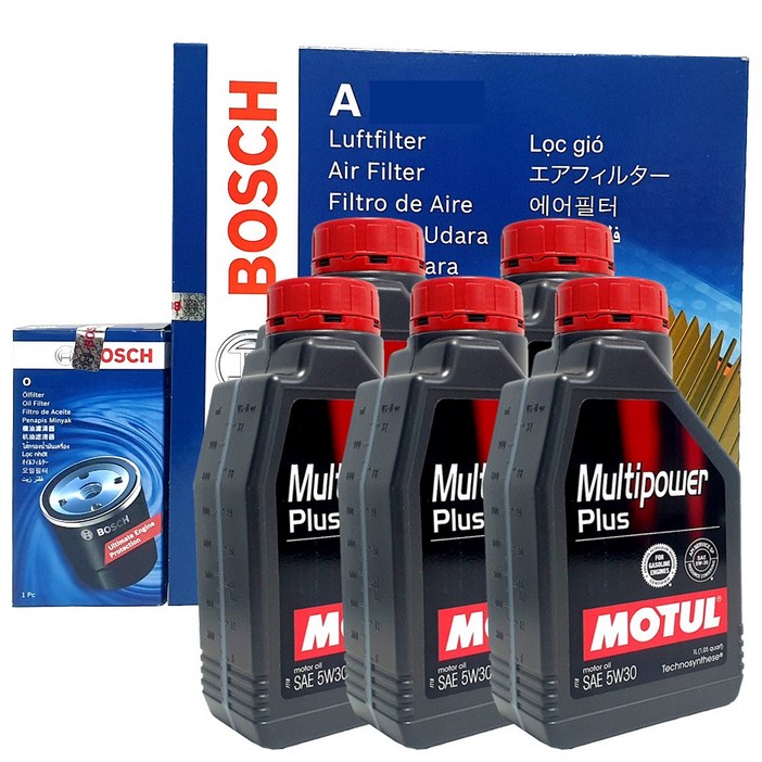 보쉬 벨로스터 FS 1.6 T-GDI 엔진오일 교환 셋트 필터 + 합성유 모튤 O1182+A2440+5W30 5L, 5개, 5W30, 1L