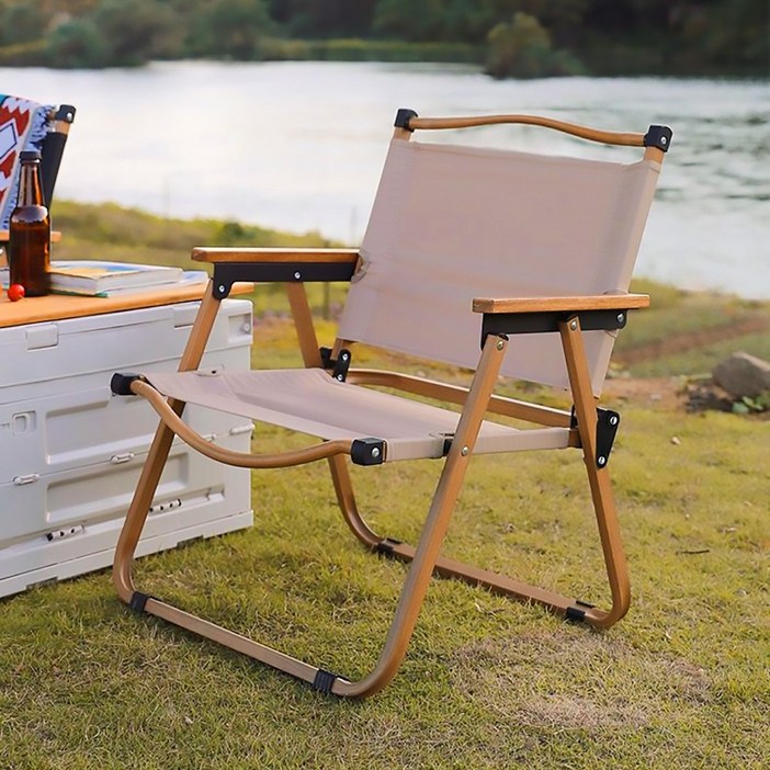 레나에너지 감성 캠핑 낚시 우드 스틸 접이식 의자