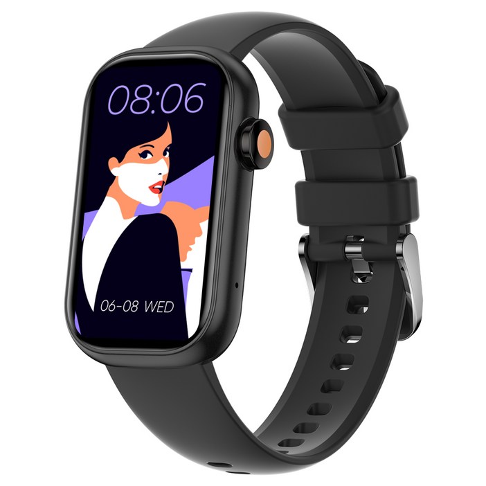 와피크 통화가능 블루투스 운동시계 알림 확인가능한 스마트워치 X3 스마트밴드, GPS  블루투스, 3.7cm, 블랙