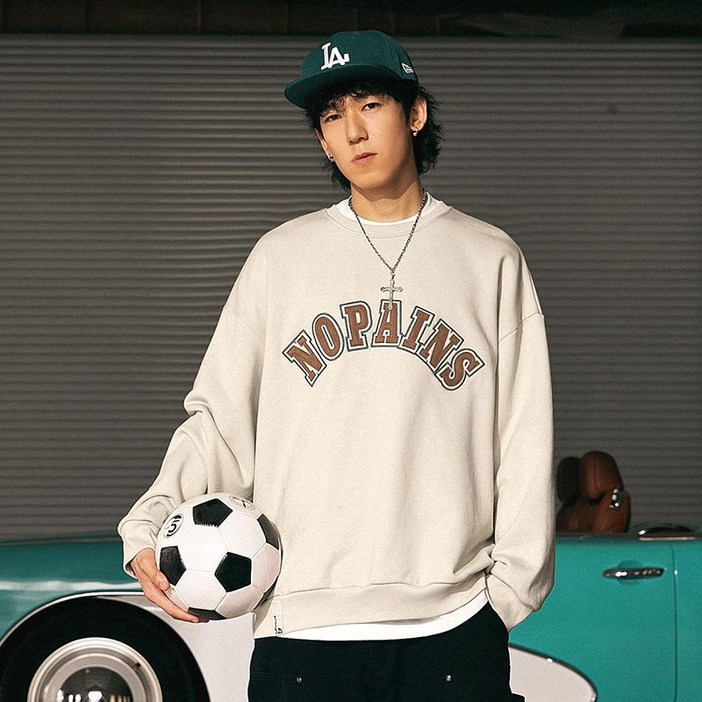 유루 남녀공용 자수 NOPAINS 기모 맨투맨  K3778