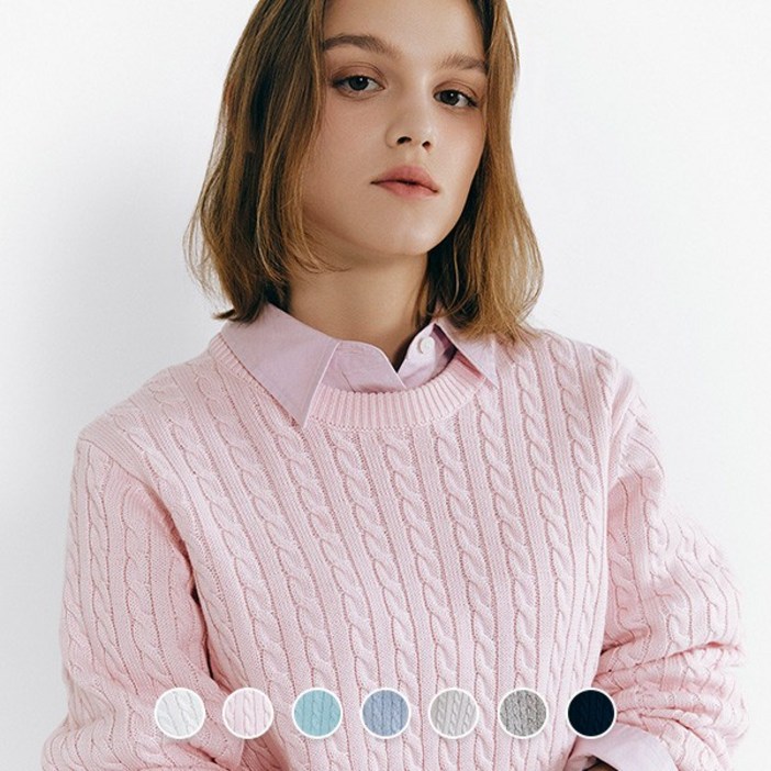 지오다노 355505 5gg 꽈배기 라운드넥 니트 스웨터 2325509