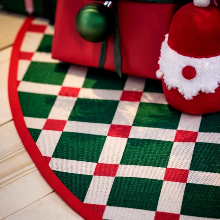 VINTERFINT 빈테르핀트 크리스마스트리매트, 체크 패턴 멀티컬러, 100 cm