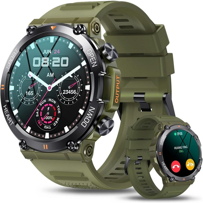 RichMagic K56PRO 1.39인치 먼지충격방지 방수 야외 스마트워치 블루투스통화 NFC GPS IP68 스마트 스포츠워치 47mm, 녹색