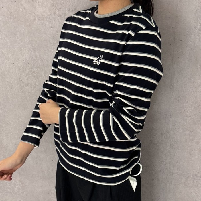국내정식매장 캉골 티셔츠 Kangol 우먼스 스트라이프 긴팔 3542 네이비