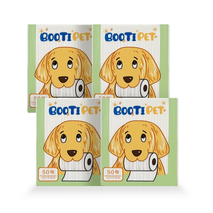 부티펫 강아지 소형 배변패드 35g,꽃무늬 프리미엄 애견패드 200매,SAP 4g, 4개, 50매