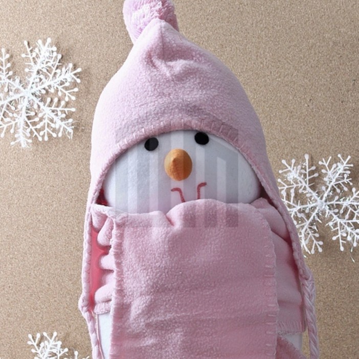 위니전방 반려 모자 목도리 세트 소형 핑크 귀마개