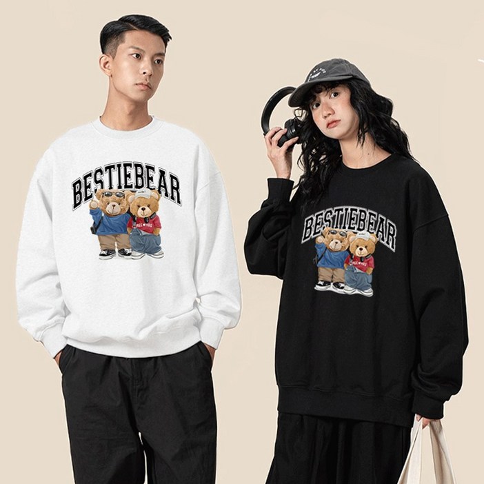 FONOW 남녀공용 심플 오버핏 베스티베어 빅사이즈  프린팅 가을 겨울 후드티