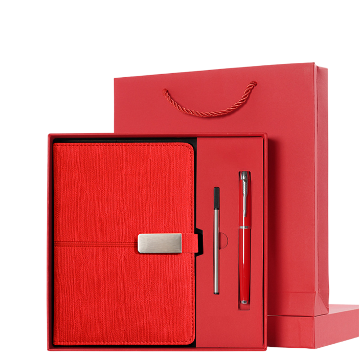 피라모니 A5 방수 가죽 선물용 다이어리 세트, 1세트, 레드