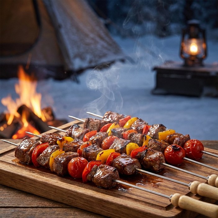 스테인리스 우드 캠핑 BBQ 바베큐 꼬치 10개구성