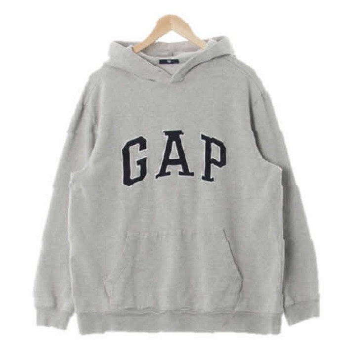 7330 GAP 그레이 면혼방 빅패치로고후드티