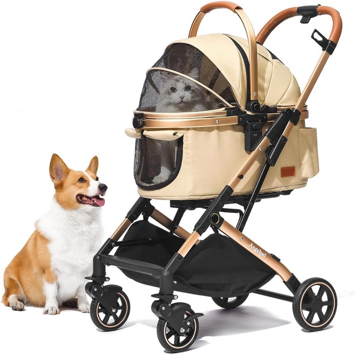 일본 엔젤펫 중형견 강아지 유모차 2마리 개모차 냥모차 바구니 분리형 접이식