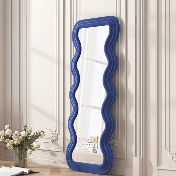 로얄다이아 웨이브전신거울 엑스라지 특대사 인테리어 스탠드거울 스웨이드거울 벨벳거울 전신거울 물결거울 6colors, 웨이브거울 엑스라지  네이비