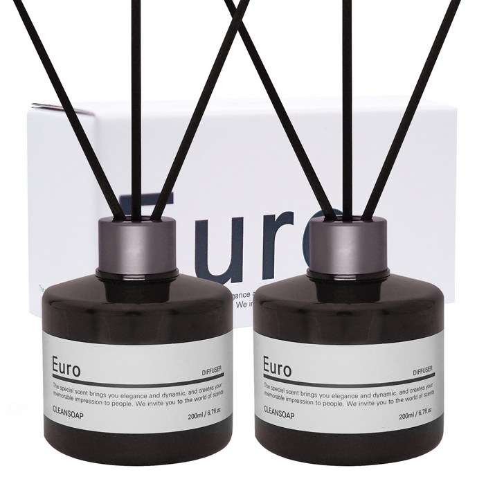 유로 진짜 디퓨저  200mlx2개실내 화장실 인테리어섬유리드10개