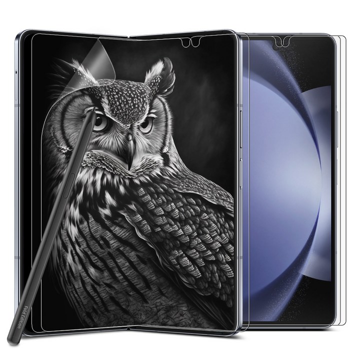 다이아큐브 갤럭시Z폴드3 반사방지 지문방지 종이느낌 TPU EPU 하이브리드 액정보호필름 내면과 전면 세트, 정렬가이드제공 간편부착, 2세트