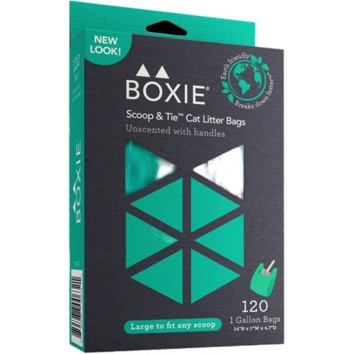 Boxie 지속 가능한 스쿱 타이 반려동물 쓰레기 봉투 Boxiecat- 120개 1팩