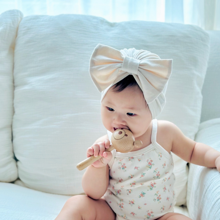 디어딜리 아기 모자 플랫 터번 리본