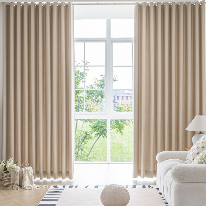 심플 베이직 사계절 거실 침실 아일렛 암막 커튼