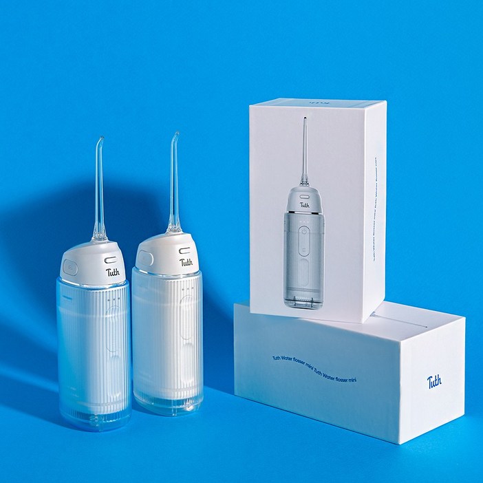 투스 워터젯 무선 구강세정기 Mini WF-M01 (2 colors), [4개]프레쉬블루2개+화이트2개