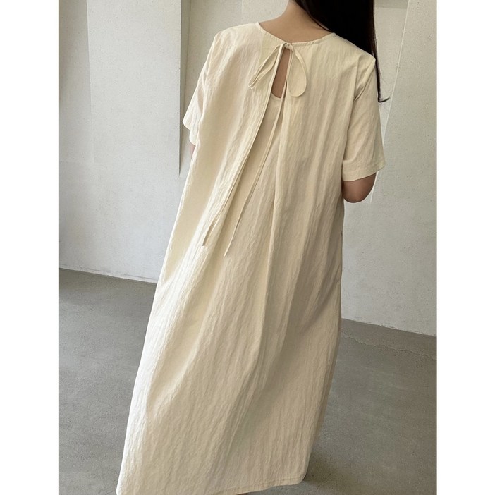 여름 여리핏완성 뒷리본 플레어 롱원피스 루즈 반팔 빅사이즈 4477 꾸안꾸 데일리룩