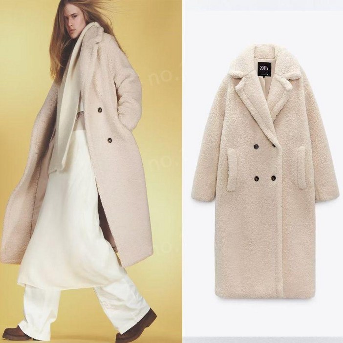 자라 램스울 플리스 롱 코트 재킷  ZARA